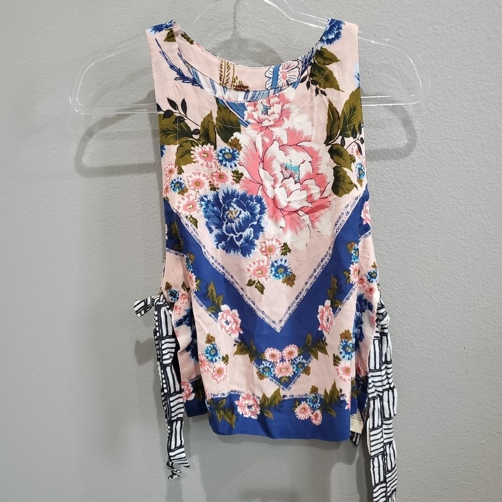 NWT Free People floral tie blouse